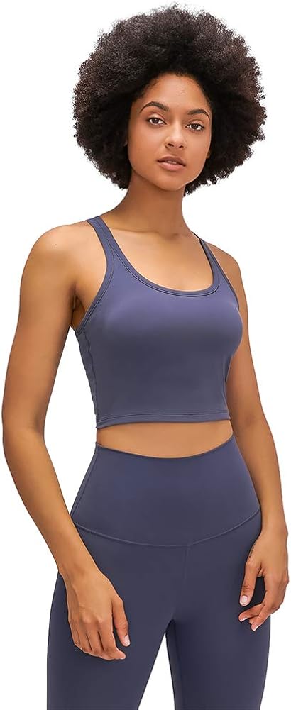 LITIAN Women's Longline Sports Bras Yoga Racerback Crop Tops Padded Workout Bra at  Women’s Clothing store