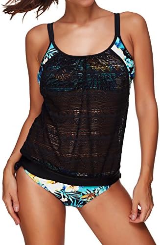 WENZHI Womens Two-Piece Swimsuits Sexy Swimwear Tankini Set Beachwear Condole Belt Bathing Suit,1318black,Tag Size XXL=US 10-12