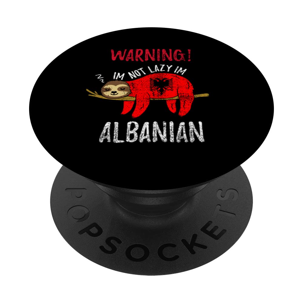 Albania Flag Sloth Im Not Lazy Im Albanian Vintage PopSockets Swappable PopGrip
