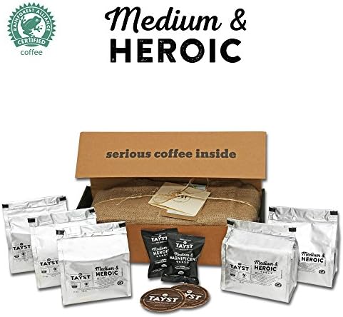 Tayst Coffee Pods, Medium & Heroic Medium Roast, K Cups Compatible with Keurig Coffee Maker, Sustainable Single Serve, Pack of 50