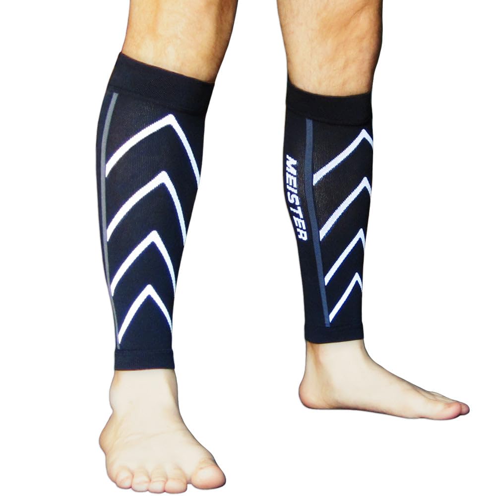 Meister Graduated 20-25mmHg Compression Running Leg Sleeves for Shin Splints (Pair) - Black - Large — image 1