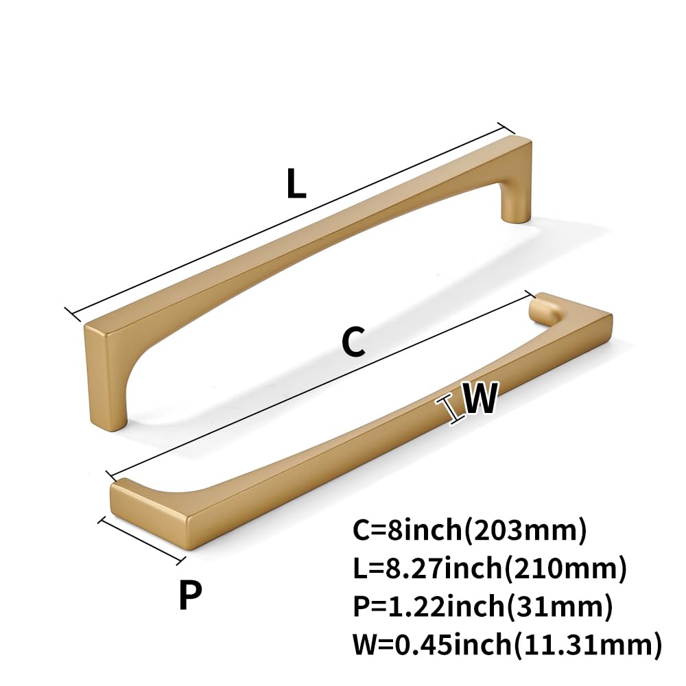 Condition photo showing New/Like New for khtumeware 10 pack solid handles 8-inch(203mm) brushed gold cabinet pulls kitchen cabinet handles, c