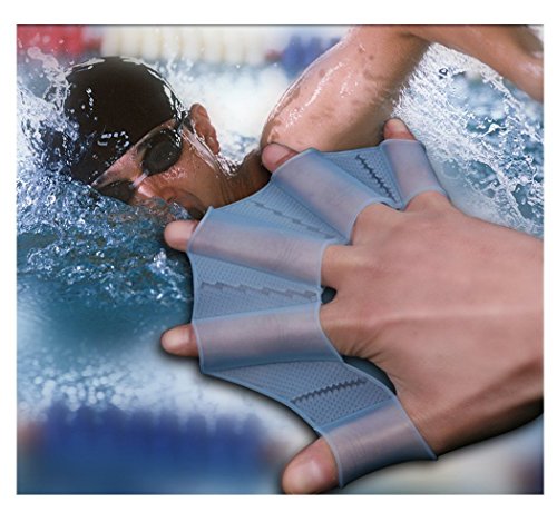 Suntrade 2Pairs Silicone Swimming Flippers Hand Swim Webbed Training Size S/M/L Fins Paddle Dive surf (Blue, M)