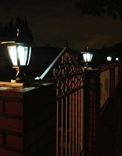 2-Pk Premium Solar Hexagon Light w/ Fence Post Cap 6inch x 6inch universal base Finish: Black
