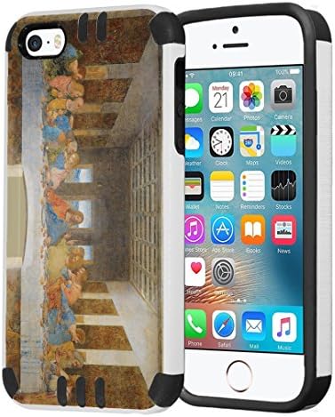 iPhone SE Case, Capsule-Case Hybrid Dual Layer Silm Defender Armor Combat Case (White &amp; Black) Brush Texture Finishing for iPhone SE/iPhone 5s/iPhone 5 - (The Last Supper)