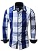 Neleus Men's Long Sleeve Button Down Plaid Shirts,112,Blue,M,Tag L