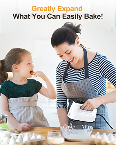 Vecuni Hand Mixer, 250W 6-Speed Mixer Electric Handheld, Egg Beaters Baking Beaters with Turbo Boost & Eject Button, Portable Kitchen Mixer with Dough Hooks for Easy Whipping, Cream, Cake, Cookies