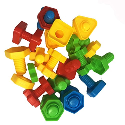 SHAWE Screw Set of 16,Jumbo Nuts and Bolts丨32 pc in 4 different shape and colors丨Explore Fine Motor Skill Toys for Toddlers Preschoolers,Therapy Tools,Educational Learning Toy丨Kids Safe Material