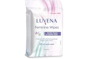 Luvena Feminine Wipes - Soft Wet Wipes for Women - Refresh & Resist Odor - Gynecologist Tested - Travel Friendly Cleansing Cloths - Cucumber Scented (25 Count, 1 Pack)