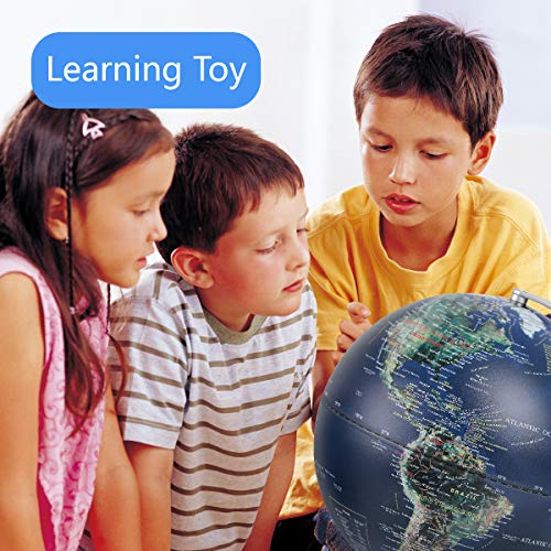FUN GLOBE World Globe Desktop Education Geographic Interactive Earth Globes for Kids & Adults for Educational Toys/Office Supplies/Indoor Decorations/Holiday Gift (Navy 10 in)
