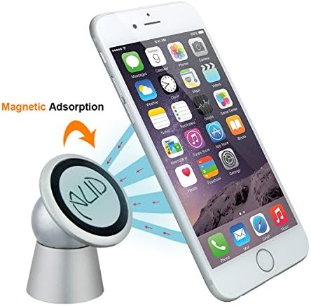 AUD Universal 360 Degrees Rotating Cradle Car Mount Magnetic Stand Cell Phone Holder, Silver