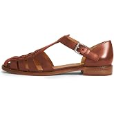 FSJ Women Retro Closed Toe Flats Sandals Low Block Heel Woven Roman Ankle Strap Hollow Caged Summer Fisherman Sandals Size 4-16 US