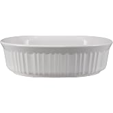 Corningware FS12 (1.5Qt) French White Casserole Bakeware Dish | 1.5-Quart Capacity | Oval Shape | Stoneware Construction | Oven Safe | Elegant Design | Bakeware