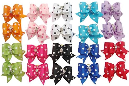 20 Pcs Pet Grooming Hair Bow Ribbon Gift Headdress Flower Hair Accessories for Dog Cat Puppy