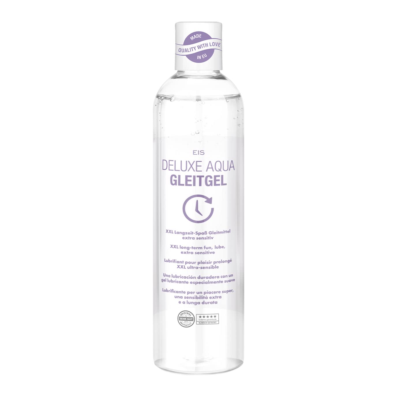 EIS Deluxe Aqua Lubricant | Water-Based Lubricant with Long-Lasting Effect | Extra-Sensitive Intimate Gel for a Sensation that is True to the Skin | Transparent | 300 ml lube | Sex Vaginal and Anal