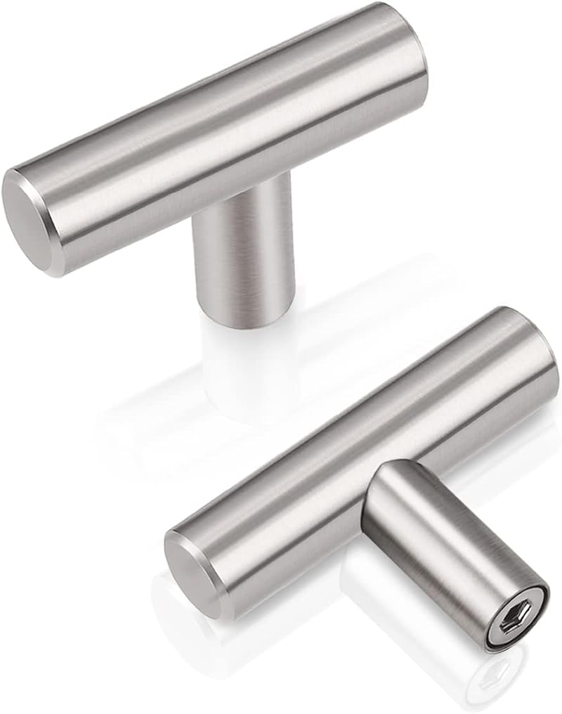 PinLin 25 Pack 50mm Brushed Nickel T Bar Cabinet Handles 201 SS