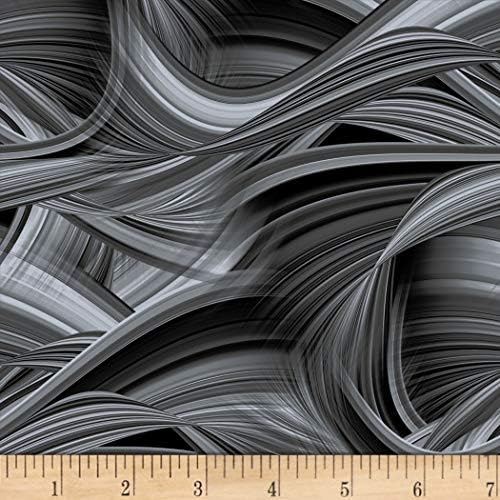 Blank Quilting Sedona Wave 108'' Wave Texture Charcoal, Fabric by the Yard