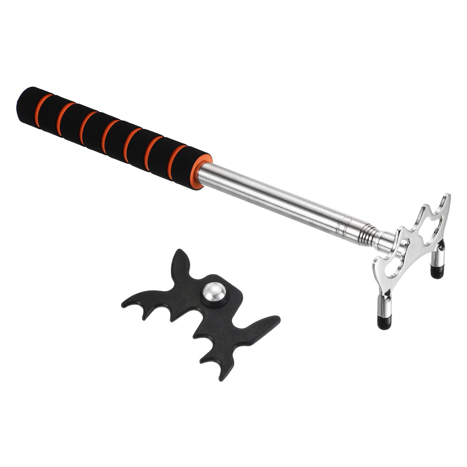 PATIKIL Retractable Billiards Cue Stick Bridge, EVA Pool Cue Accessory with Removable Metal Low Bridge Head for Pool Table Competition, Silver/Black