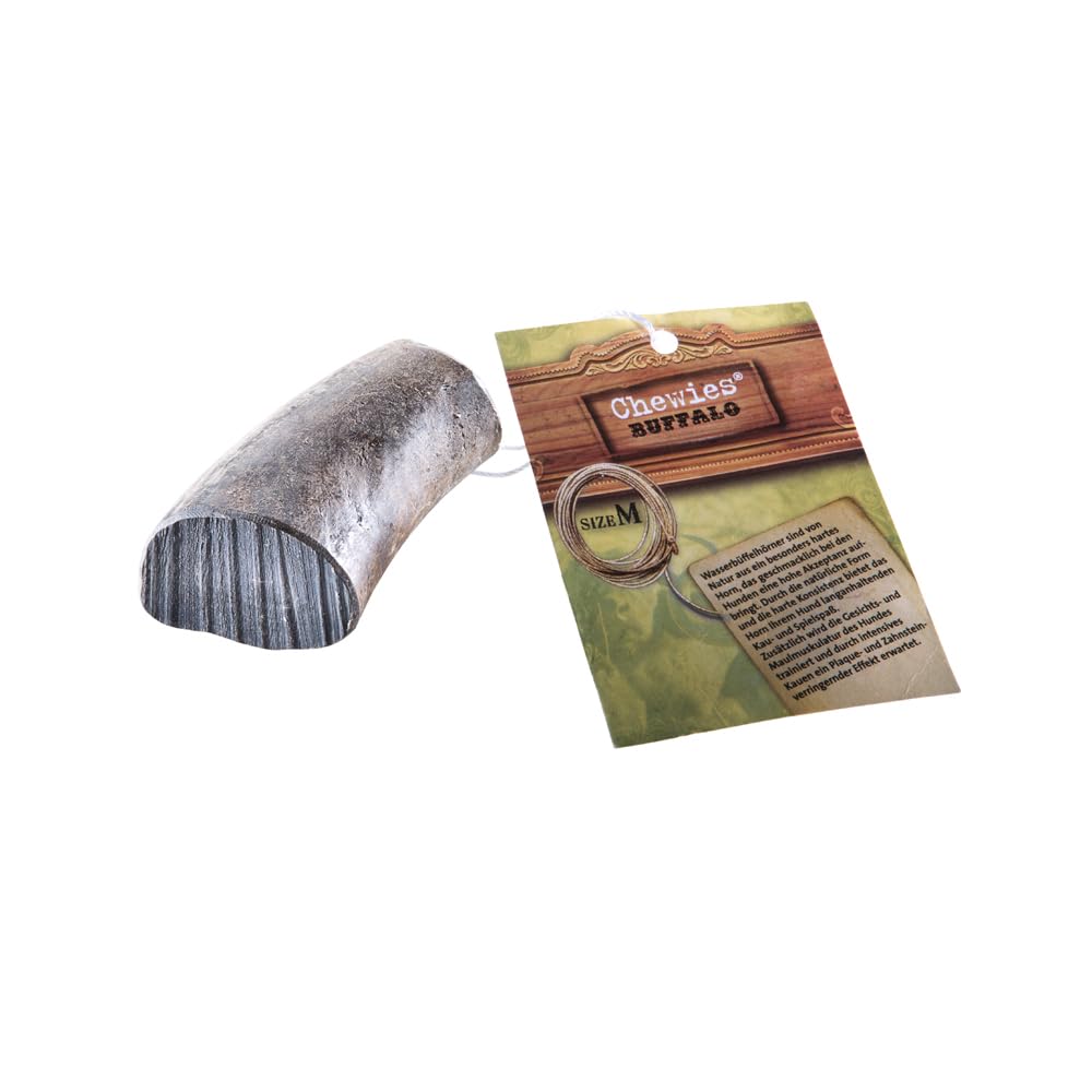 Chewies Buffalo Horn for Dogs - Filled Cow Horn from Water Buffalo - Natural Chew Toy - Dental Care and Fun in 1 - Size M for Dogs up to 15 kg Body Weight