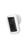 Ring Outdoor Cam Pro, Plug-In (newest model), Home or business security, Retinal 4K with wide-angle video, 10x Enhanced Zoom, and Low-Light Sight, White