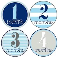Mumsy Goose Baby Boy Monthly Stickers (1-12 Months) Capture Growth Milestones for Memory Book, Journal, Keepsakes or Photo Albums