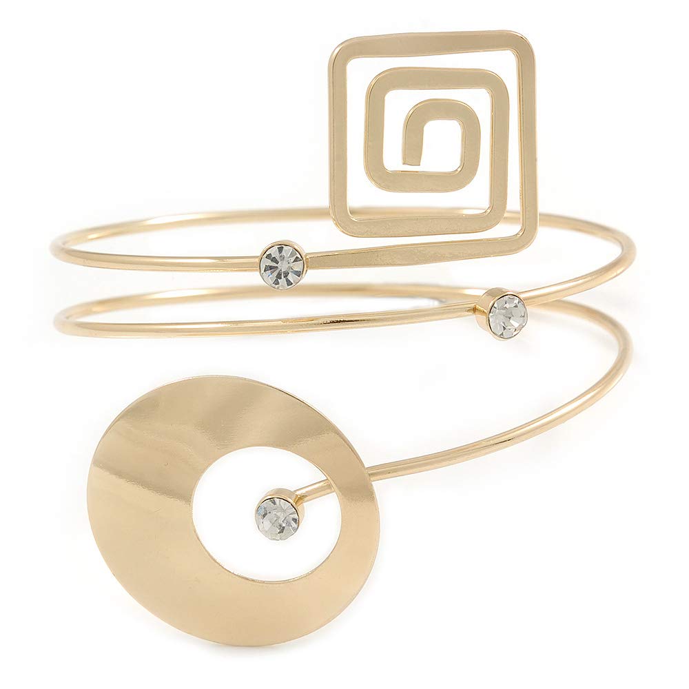 Avalaya Open Circle And Square Upper Arm/Armlet Bracelet In Gold Tone - 27cm L