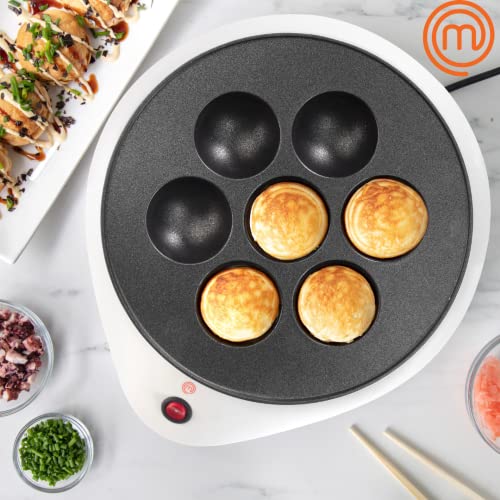 MasterChef Electric Ebelskiver Maker Delicious Homemade Japanese Takoyaki, Donut Holes, Cake Pops, Octopus Balls, Aebleskivers, Danish- Nonstick Easy Clean Appliance, Fun Gift
