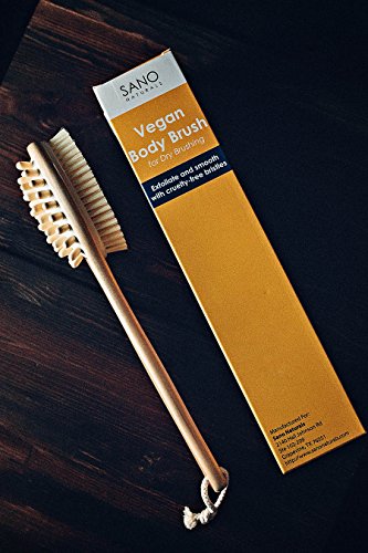 Dry Brushing Body Brush - VEGAN - Gentle Natural Cellulite Massager and Exfoliating Lymphatic Scrub Brush For Radiant and Smoother Skin