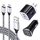 Android Car Charger, Micro Charging Block Heavy Duty Micro USB Cable Fast Charging Cords Compatible for Samsung Galaxy S7 S6 Edge A6 J8 J5, LG V10 G4 G3 K30 K20 Plus, Motorola Moto E4/E5/G4 Play Plus