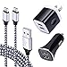 Android Car Charger, Micro Charging Block Heavy Duty Micro USB Cable Fast Charging Cords Compatible for Samsung Galaxy S7 S6 Edge A6 J8 J5, LG V10 G4 G3 K30 K20 Plus, Motorola Moto E4/E5/G4 Play Plus