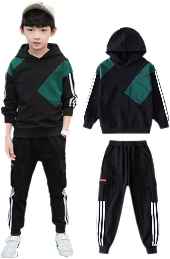 Amazon Yueguang 子供服 ジャージ 男の子 スウェット パーカー ロングパンツ 2点セット ジュニア ボーイズ セットアップ アウター フード付き 秋 おしゃれ スポーツウェア カジュアル 1 170cm ジャージ 通販