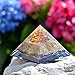Orgonite Crystal Orgone Pyramid – Chakra Om Symbol Orgonite Pyramid with Black Tourmaline and Brass Metal for Meditation, Yoga, Chakra Alignment, Spiritual Décor, and Mindful Gifting