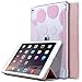 ULAK iPad Air 2 Case, Polka Dot Folio Slim Fit Smart Cover Case Colorful Clear Back Cover with Trifold Stand and Magnetic Auto Wake/Sleep Function for iPad Air 2 (Rose Gold)