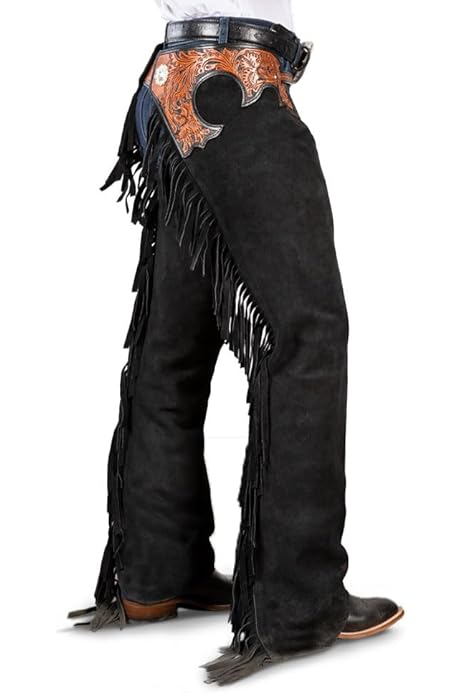 Amazon.com: Black Suede Tooled Chaps, M : Clothing, Shoes