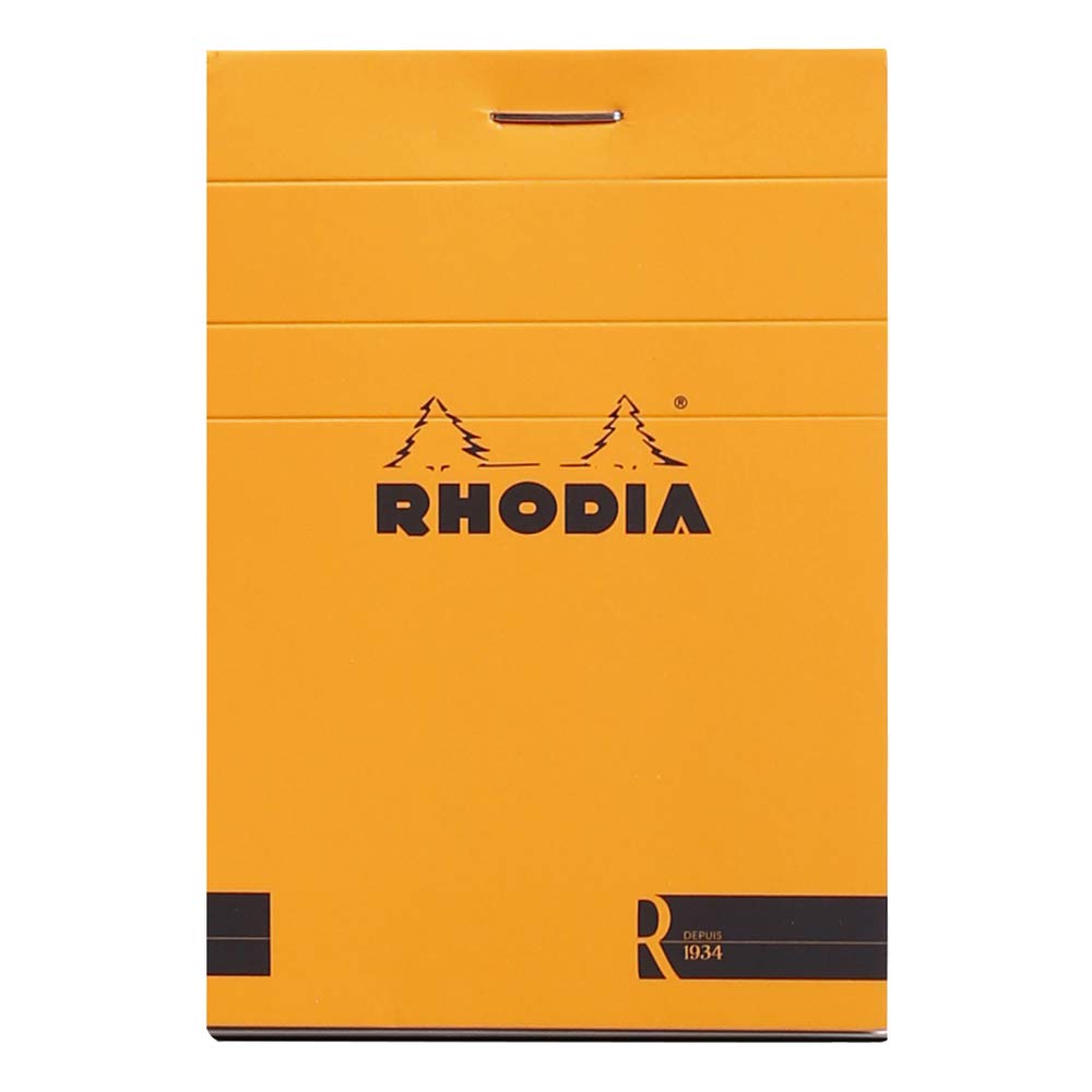 RHODIA 112011C - Stapled Notepad "le R" N°11 Orange - A7 - Lined - 70 Detachable Sheets - Ivory Clairefontaine Paper 90 g/m - Velvety Touch Cover - Basics
