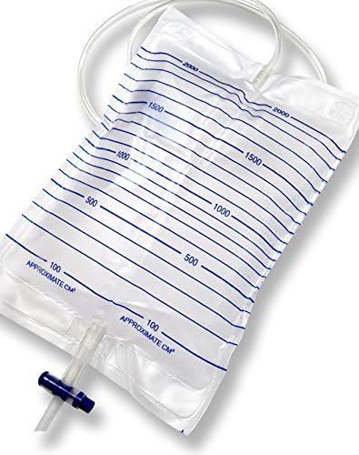 PROMOTION - 5 x 2000 ml - Foley Catheter Bags - With Cross Valve To Empty- Anti Reflux - Infection Control - Odour Containment - Perfect For The TP Catheter Bag Modesty Cover Also Sold Here On Amazon