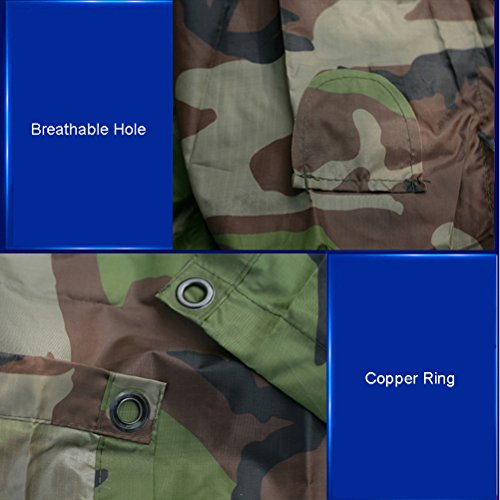 Camouflage Poncho Ripstop Raincoat Sun Shelter Ground Sheet Hood with Breathable Holes for Outdoor Camping Hunting Hiking,79"X58"
