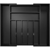 Utensil Organizer Silverware Drawer Organizer - Bamboo Expandable Cutlery Tray with Dividers for Utensil Holder Office Storage Makeup Desk Drawer Tool Organization W13.5"-19.5" x L17.5" x H2.5"(Black)