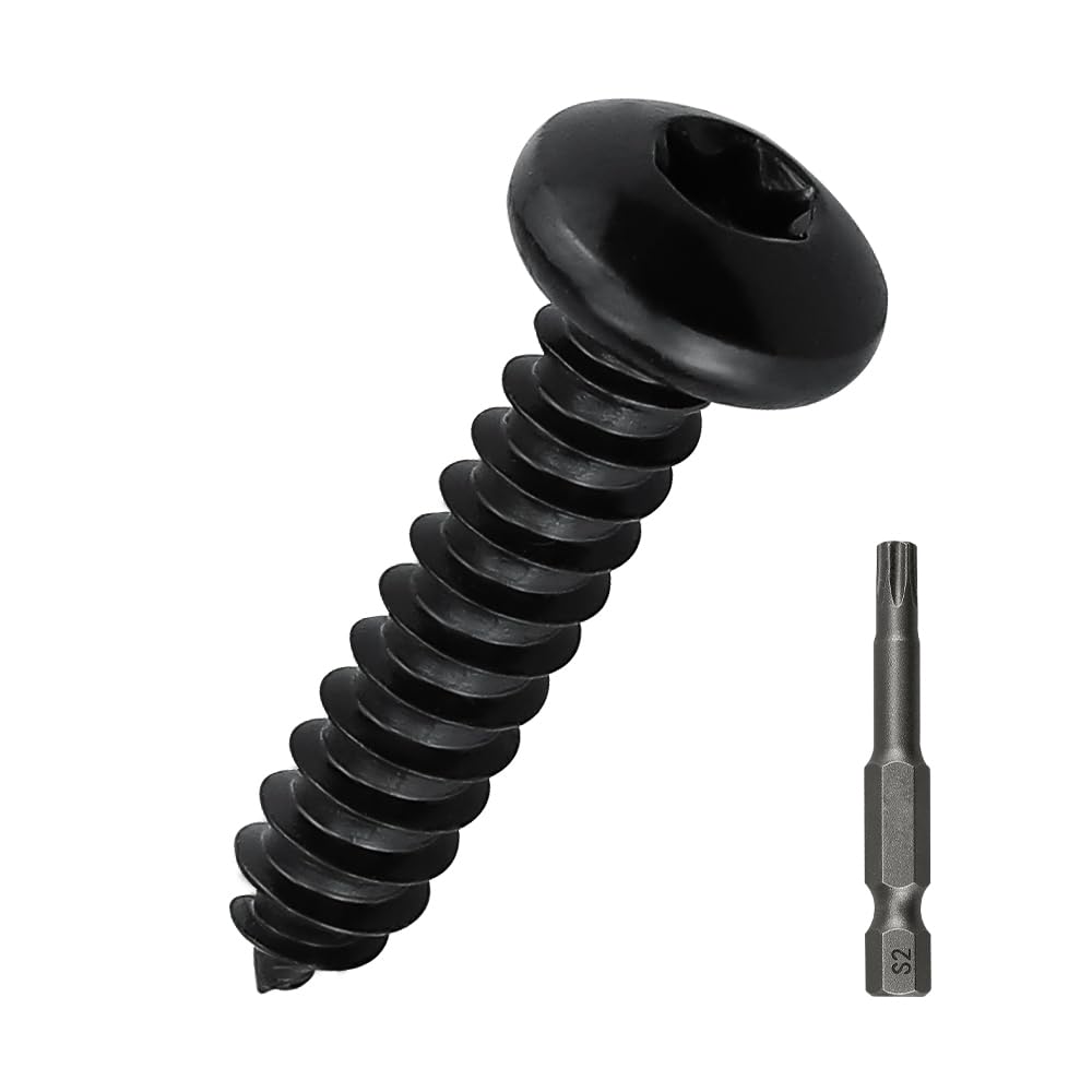 Photo 1 of #8 x 1-1/4" Black Torx Pan Head Sheet Metal Screws 100 Pack, 304 Stainless Steel 18-8 Self Tapping Screws for Metal & Wood & Plastic, Black Coated, Star/Torx Bit Included