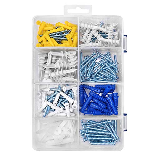 HangDone Drywall and Wall Anchor Kit 250-Pieces, Assorted Sizes with Screws