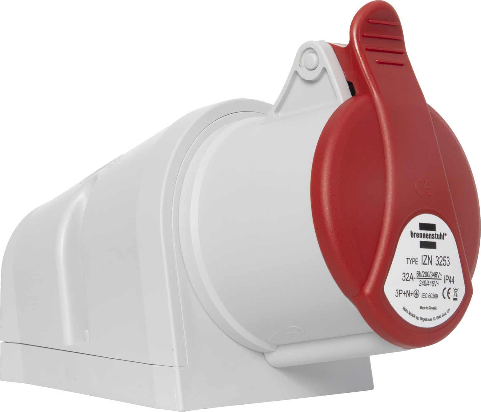 Brennenstuhl Industrial 5 Pin Socket, 32A, 400V, IP44, Red/Grey, Plastic, Suitable for Outdoor, Construction, Industry Use