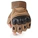 JIUSY Tactical Gloves Military Fingerless Hard Rubber Knuckle Half Finger for Army Gear Sports Driving Shooting Paintball Riding Motorcycle Hunting Gloves Size Medium Brown