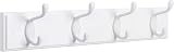 SONGMICS Coat Rack Wall Mounted 4 Dual Hooks White LHR23WT