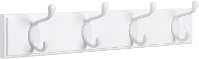 SONGMICS Coat Rack Wall Mounted 4 Dual Hooks White LHR23WT