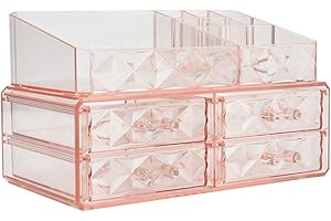 ZHIAI Makeup Organizer Acrylic Cosmetic Storage Drawers and Jewelry Display Box (4 pieces)