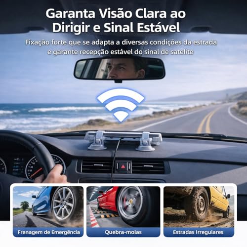 Suporte Starlink Mini para Carro Painel e Para-brisa com Ventosa Alta Sucção, Fixação Estável Antivibração, Compatível com Veículos, Posicionamento Seguro sem Obstrução, Material Resistente