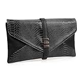 BMC Womens Two-Toned Faux Leather Snakeskin Envelope Clutch Fashion Handbag