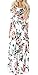 Pcmoda Women's Spring Fashion Printed Long Dress Three Quarter Sleeve Empire Flower Floor-length Dress,Green,Medium