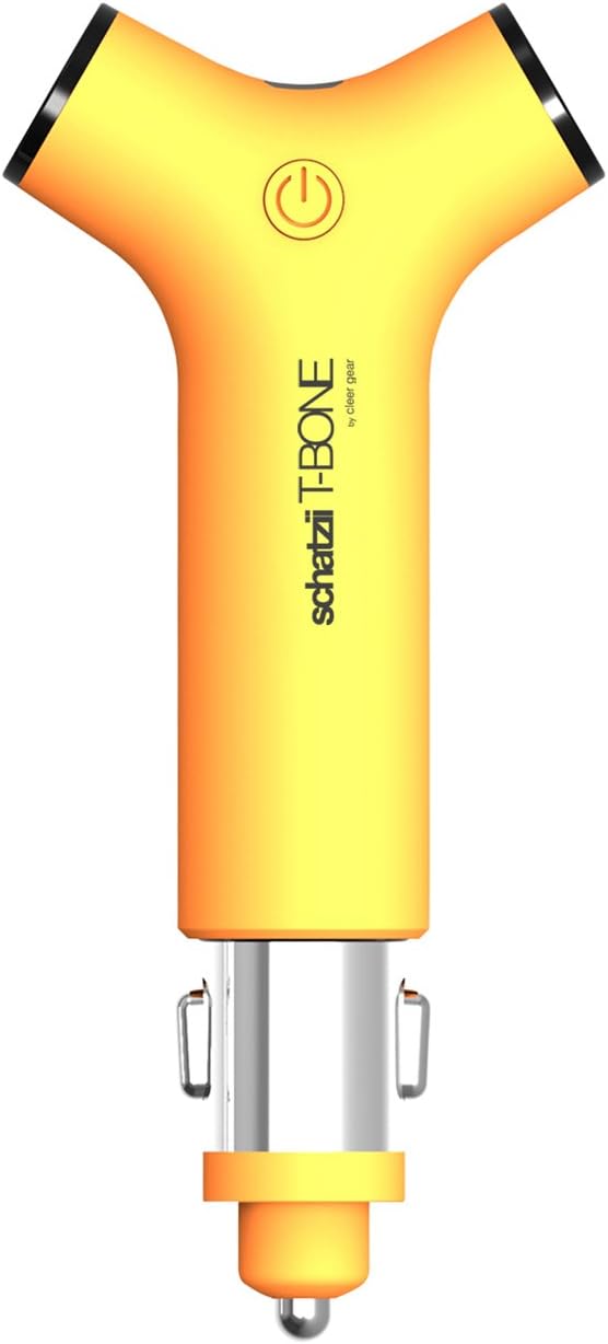 Schatzii T-BONE 3-In-1 Car Charger/PwrBnk/LED Flashlight Yellow - Retail Packaging - Yellow