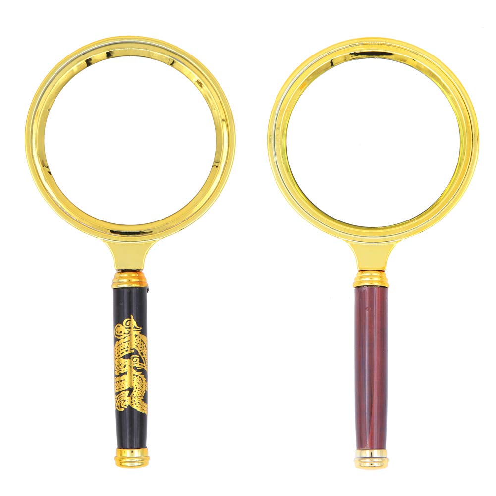 2 Pack Handheld Magnifier,80mm Diameter 10X Magnifying Glass for Reading, Inspection, Hobbies and Crafts